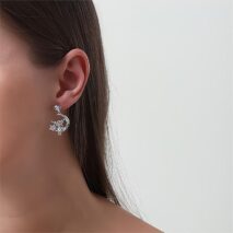 Chic CZ Inlaid Moon Star Angel Dangle Earrings - ArtGalleryZen