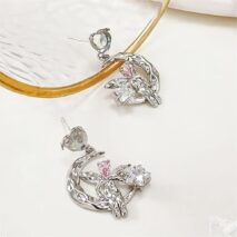 Chic CZ Inlaid Moon Star Angel Dangle Earrings - ArtGalleryZen