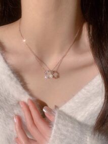 Chic CZ Inlaid Natural Pearl Shell Butterfly Floral Necklace - ArtGalleryZen