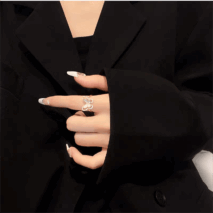 Chic CZ Inlaid Natural Pearl Shell Duo Butterfly Ring - ArtGalleryZen