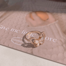 Chic CZ Inlaid Natural Pearl Shell Duo Butterfly Ring - ArtGalleryZen