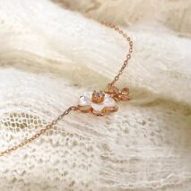 Chic CZ Inlaid Natural Pearl Shell Duo Cherry Blossom Necklace - ArtGalleryZen