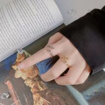 Chic CZ Inlaid Olive Branch Ring - ArtGalleryZen