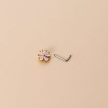 Chic CZ Inlaid Opal Astronaut Alien Floral Heart Nose Piercing Nose Stud - ArtGalleryZen