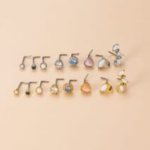 Chic CZ Inlaid Opal Floral Heart Nose Piercing Nose Stud - ArtGalleryZen