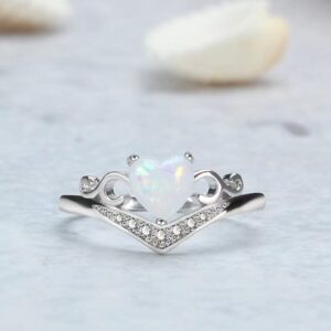 Chic CZ Inlaid Opal Heart Ring - ArtGalleryZen