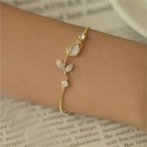 Chic CZ Inlaid Opal Tulip Bracelet - ArtGalleryZen