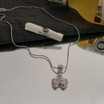 Chic CZ Inlaid Pink Cherry Pendant Necklace - ArtGalleryZen