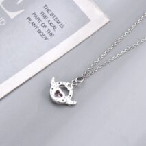 Chic CZ Inlaid Pink Crystal Angel Heart Wings Necklace - ArtGalleryZen