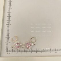 Chic CZ Inlaid Pink Crystal Arrow Heart Earrings - ArtGalleryZen