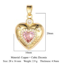 Chic CZ Inlaid Pink Crystal Heart Chain Necklace - ArtGalleryZen
