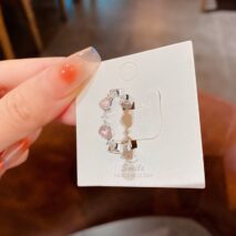 Chic CZ Inlaid Pink Crystal Heart Ring - ArtGalleryZen