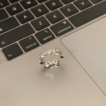 Chic CZ Inlaid Pink Crystal Heart Ring - ArtGalleryZen