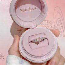 Chic CZ Inlaid Pink Crystal Heart Ring - ArtGalleryZen