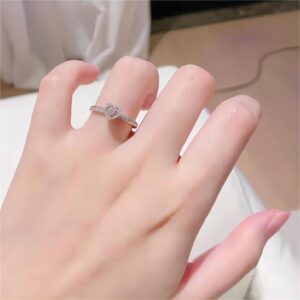Chic CZ Inlaid Pink Crystal Heart Ring - ArtGalleryZen