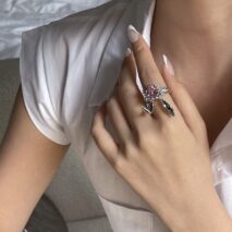 Chic CZ Inlaid Crystal Bunny Heart Ring - ArtGalleryZen