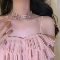 Chic CZ Inlaid Pink Diamond Heart Necklace - ArtGalleryZen