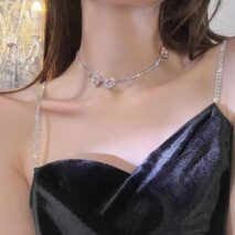 Chic CZ Inlaid Pink Diamond Heart Necklace - ArtGalleryZen
