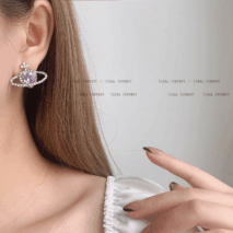 Chic CZ Inlaid Purple Saturn Necklace Earrings Bracelet Set - ArtGalleryZen