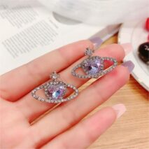 Chic CZ Inlaid Purple Saturn Necklace Earrings Bracelet Set - ArtGalleryZen
