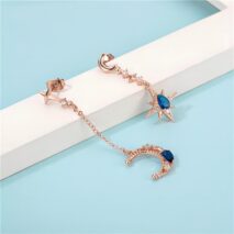 Chic CZ Inlaid Rhinestone Moon Phase Star Dangle Earrings - ArtGalleryZen