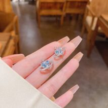 Chic CZ Inlaid Rhinestone Saturn Heart Earrings - ArtGalleryZen
