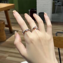 Chic CZ Inlaid Rose Heart Open Ring - ArtGalleryZen