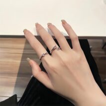 Chic CZ Inlaid Rose Heart Open Ring - ArtGalleryZen