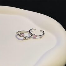 Chic CZ Inlaid Rose Heart Open Ring - ArtGalleryZen