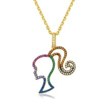 Chic CZ Inlaid S925 Sterling Silver Hollow Barbie Pendant Necklace - ArtGalleryZen