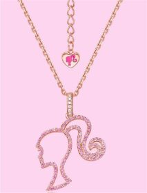 Chic CZ Inlaid S925 Sterling Silver Hollow Barbie Pendant Necklace - ArtGalleryZen