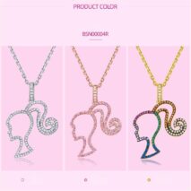 Chic CZ Inlaid S925 Sterling Silver Hollow Barbie Pendant Necklace - ArtGalleryZen