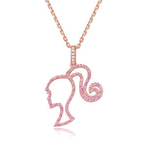 Chic CZ Inlaid S925 Sterling Silver Hollow Barbie Pendant Necklace - ArtGalleryZen