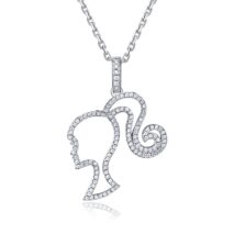 Chic CZ Inlaid S925 Sterling Silver Hollow Barbie Pendant Necklace - ArtGalleryZen