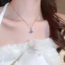 Chic CZ Inlaid Saturn Heart Necklace - ArtGalleryZen