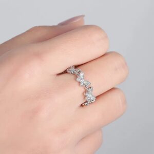 Chic CZ Inlaid Silver Butterfly Ring - ArtGalleryZen