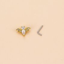 Chic CZ Inlaid Snake Bat Cloud Floral Cross Heart Nose Piercing Nose Stud - ArtGalleryZen