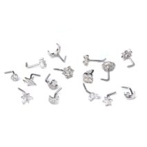 Chic CZ Inlaid Snowflake Moon Phase Star Titanium Nose Piercing Nose Stud - ArtGalleryZen