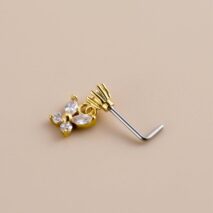 Chic CZ Inlaid Stainless Steel Butterfly Nose Piercing Nose Stud - ArtGalleryZen