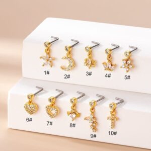 Chic CZ Inlaid Stainless Steel Floral Heart Nose Piercing Nose Stud - ArtGalleryZen