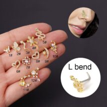 Chic CZ Inlaid Titanium Nose Piercing Nose Stud - ArtGalleryZen