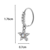 Chic CZ Inlaid Titanium Steel Flower Heart Nose Piercing Nose Stud Nose Hoop - ArtGalleryZen