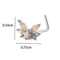 Chic CZ Inlaid Titanium Steel Flower Heart Nose Piercing Nose Stud Nose Hoop - ArtGalleryZen