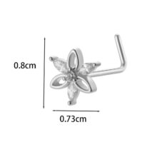 Chic CZ Inlaid Titanium Steel Flower Heart Nose Piercing Nose Stud Nose Hoop - ArtGalleryZen
