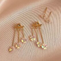 Chic CZ Inlaid Transformable Floral Dangle Stud Earrings - ArtGalleryZen