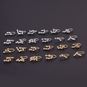 Chic CZ Inlaid Zodiac Non Piercing Nose Cuff Nose Ring - ArtGalleryZen