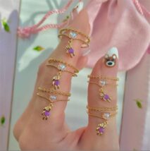 Chic CZ Opal Inlaid Floral Butterfly Bear Heart Ring - ArtGalleryZen