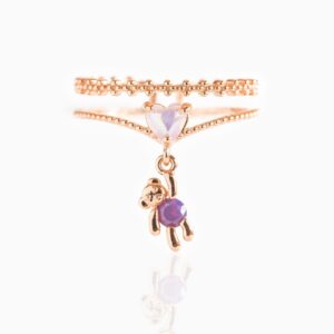 Chic CZ Opal Inlaid Floral Butterfly Bear Heart Ring - ArtGalleryZen