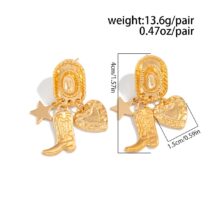 Chic Dangling Cowboy Hat Boot Heart Star Earrings - ArtGalleryZen