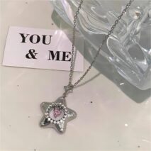 Chic Dangling Heart Star Necklace - ArtGalleryZen